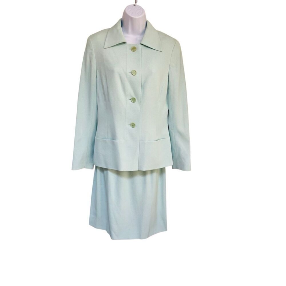 VTG NWOT Celine Mint Green Skirt Suit Size 40 or US 8 Blazer Skirt Set France